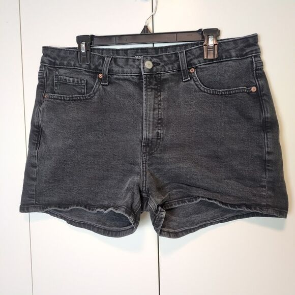 Old Navy High Rise OG Straight Women 14 Secret-Smooth Pockets Black Jean Shorts - Picture 1 of 3